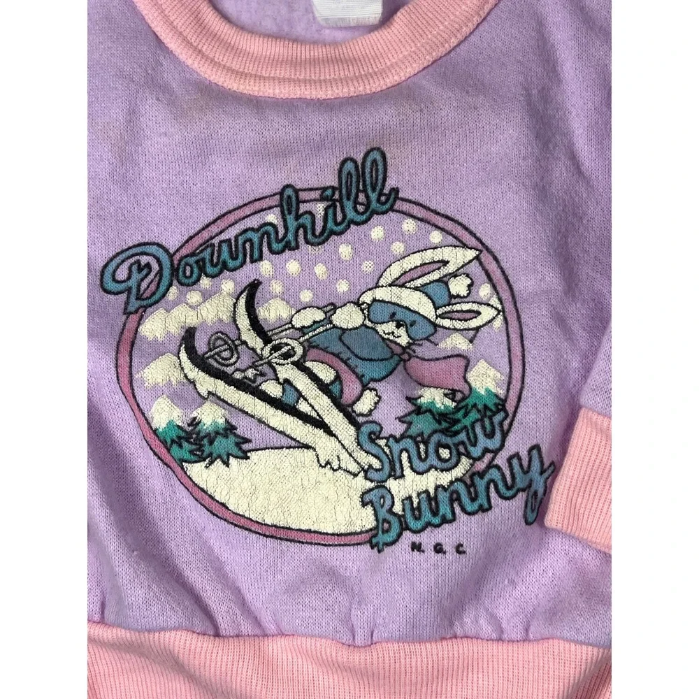 Vintage‎ Downhill Snow Bunny Fleece Sweatsuit Set Purple Pink 18 Months
